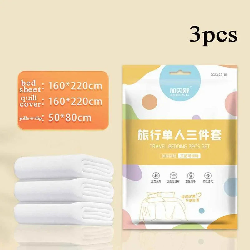 Disposable Travel Bedding Set Disposable Travel Bedding Set by Dropshee