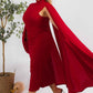 The Stella Cape Plus Size Midi Dress - Red