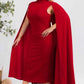 The Stella Cape Plus Size Midi Dress - Red