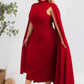 The Stella Cape Plus Size Midi Dress - Red