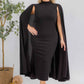 The Stella Cape Plus Size Midi Dress - Black