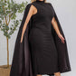 The Stella Cape Plus Size Midi Dress - Black