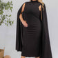 The Stella Cape Plus Size Midi Dress - Black