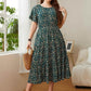 Honey Plus Size Floral Round Neck Short Sleeve Midi Dress - GiFTiFY