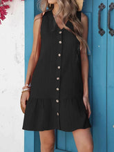 Plus Size Sleeveless Button-Front V-Neck Casual Mini Dress - GiFTiFY