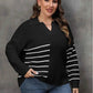Plus Size Striped V-Neck Sweater - GiFTiFY