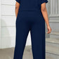 Plus Size Drawstring Waist Short Sleeve Jumpsuit - GiFTiFY