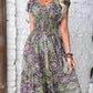 Plus Size Printed V-Neck Short Sleeve Midi Dress - GiFTiFY
