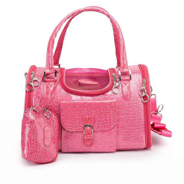 Pet Carrier Bag – Pink Croc Texture, Travel-Ready - GiFTiFY