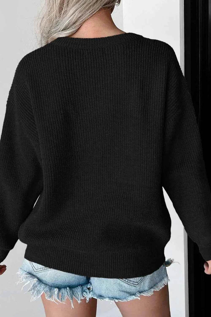 HELLO PUMPKIN Round Neck Long Sleeve Sweater - GiFTiFY