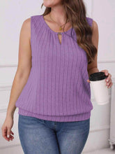Plus Size Ribbed Knit Keyhole Tank Top women Attire by Trendsi
