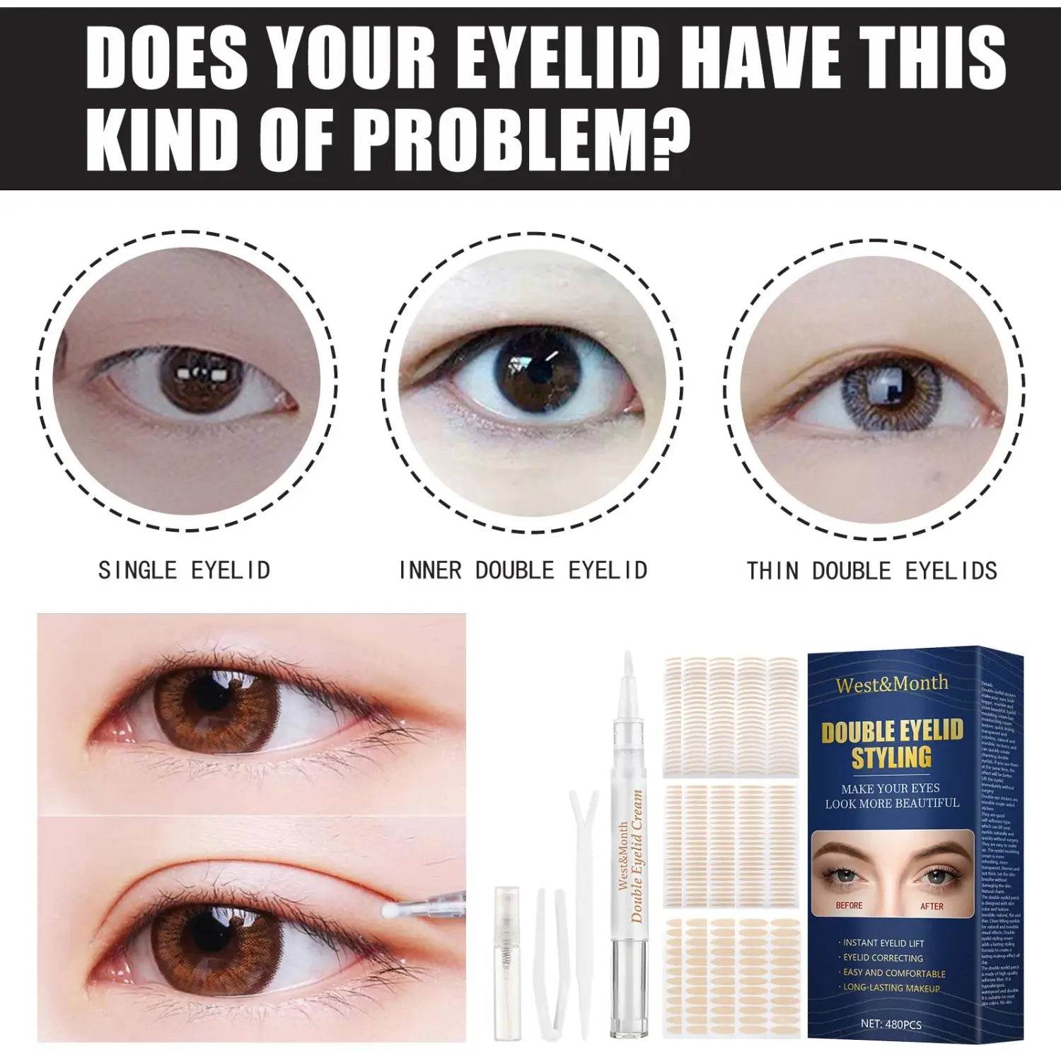 West&Month Double Eyelid Tape Natural Mesh Adhesive