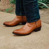 Cowboy Dress Boots | Mens Classic Round-Toe Boots (H7001-Tan) - GiFTiFY