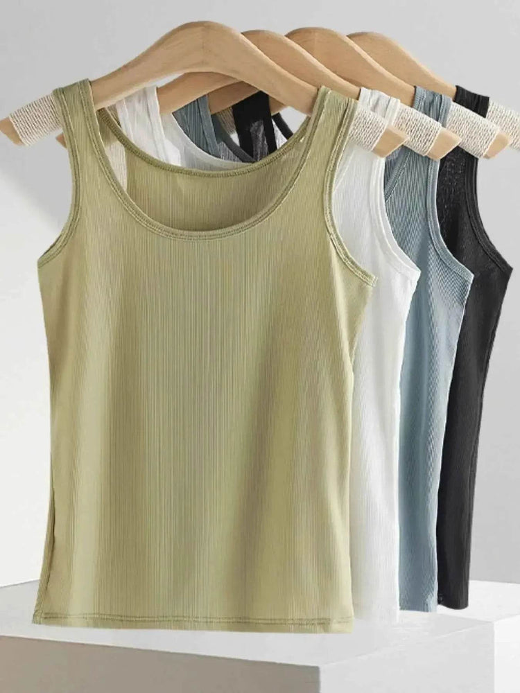 Plus Size Ribbed Scoop Neck Tank Top - GiFTiFY