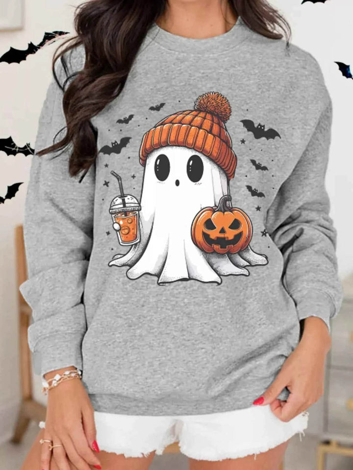 Halloween Ghost Round Neck Sweatshirt - GiFTiFY