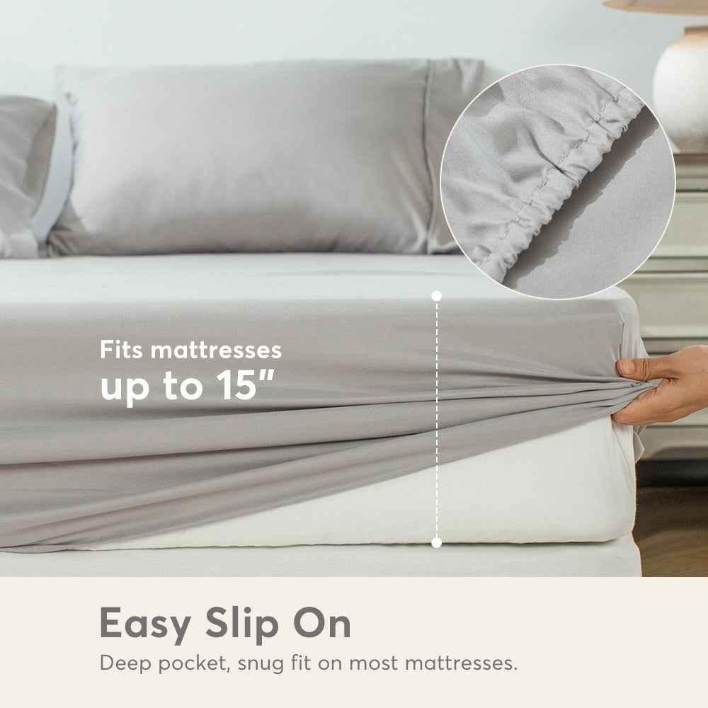 Kasentex All Season Deep Pocket Fitted Sheet Set with Pillowcases, Room Decor, Graduation Gifts - GiFTiFY