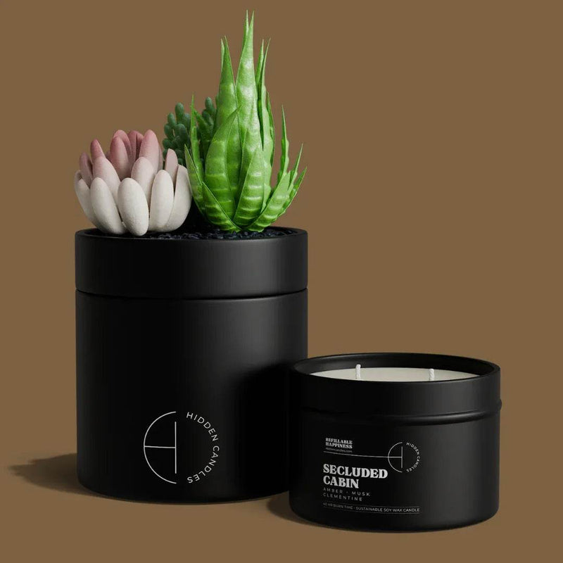 The Hidden Candle Succulent & Candle by Hidden Candles