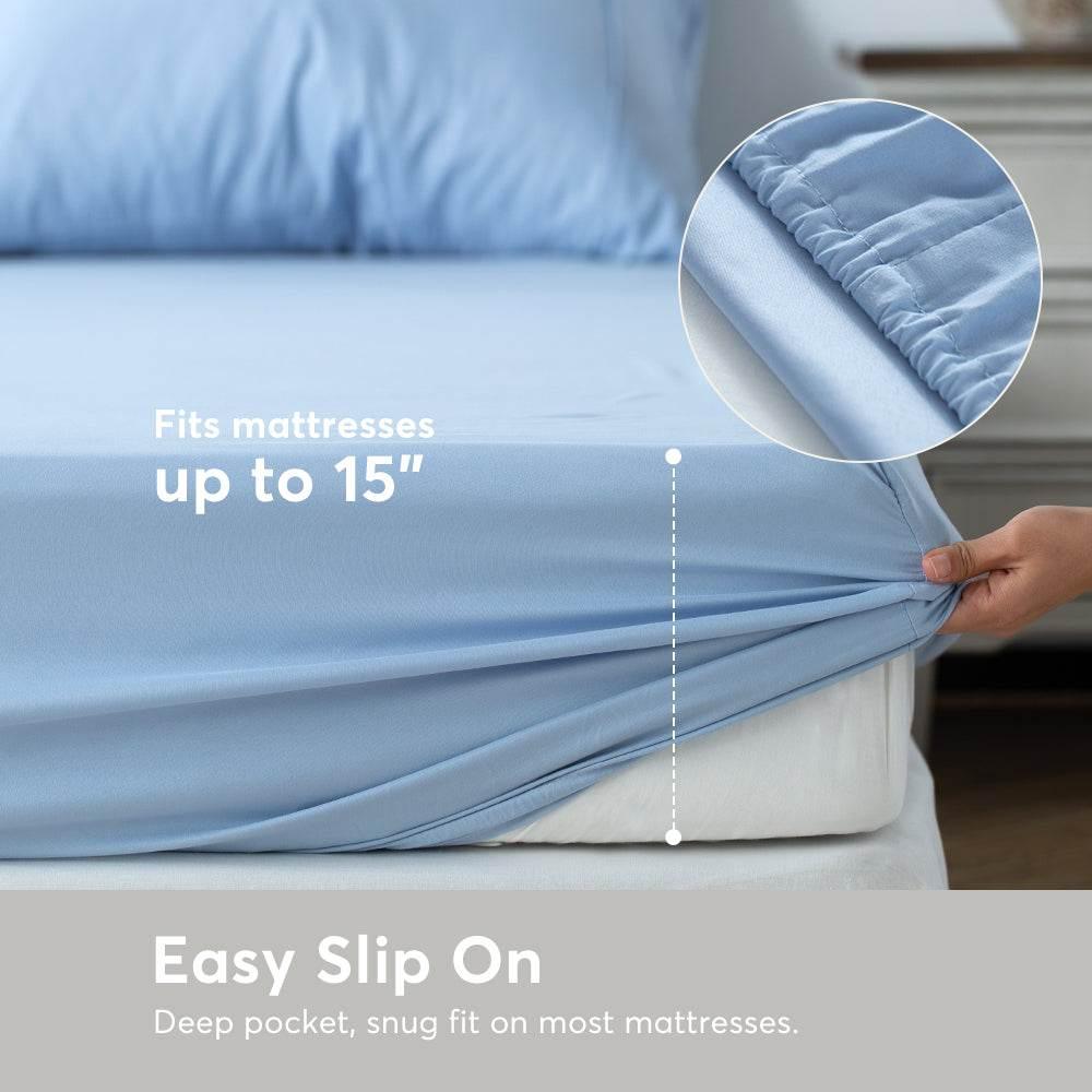 Kasentex All Season Deep Pocket Fitted Sheet Set with Pillowcases, Room Decor, Graduation Gifts - GiFTiFY