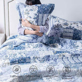 Kasentex Vintage Blue Patchwork Floral Quilt Set - All Season Bedding, Room Decor, Graduation Gifts by Kasentex