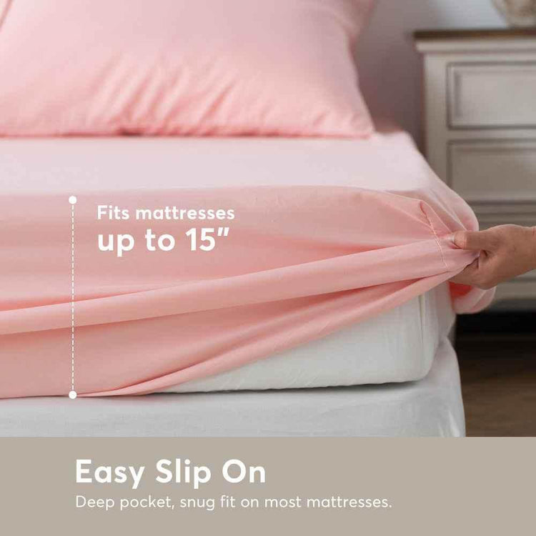 Kasentex All Season Deep Pocket Fitted Sheet Set with Pillowcases, Room Decor, Graduation Gifts - GiFTiFY