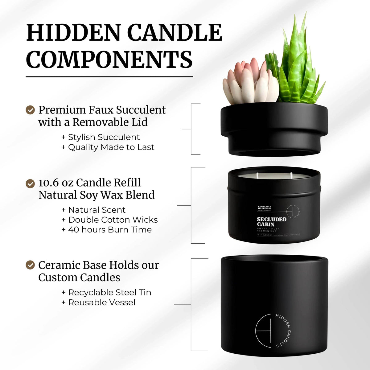 The Hidden Candle Succulent & Candle by Hidden Candles