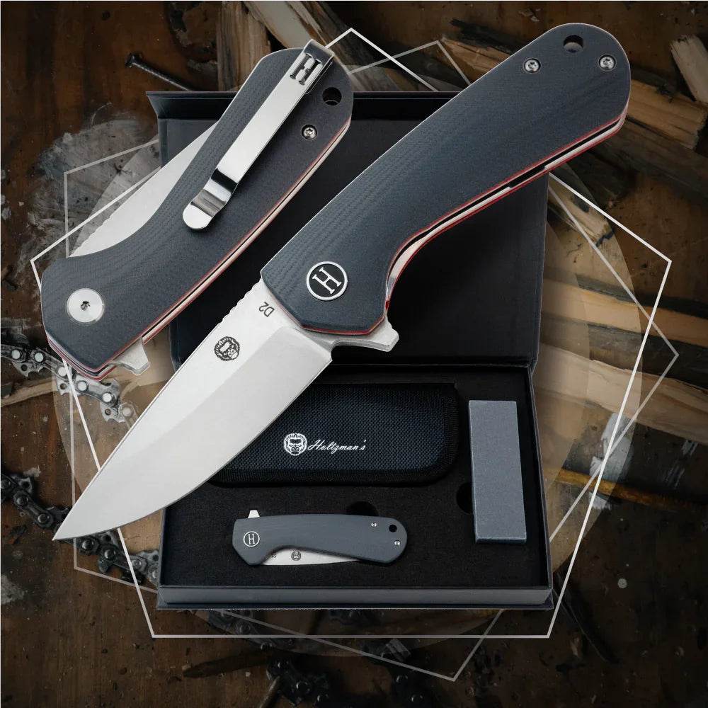 The Peasant Folding Pocket Knife Giftset for Men and Women (Red and Grey) Folding Pocket Knife by Holtzman's Gorilla Survival