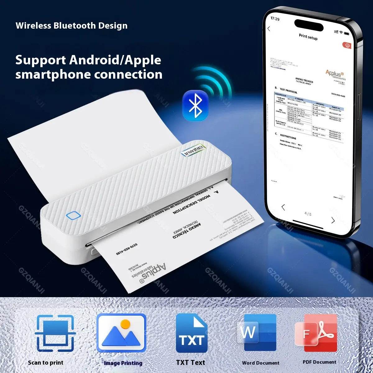 Thermal Portable Mini Printer with Paper Samples