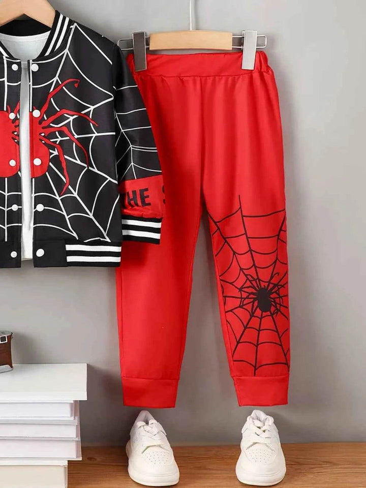 Spider Baseball Collar Top and Pants Set - GiFTiFY