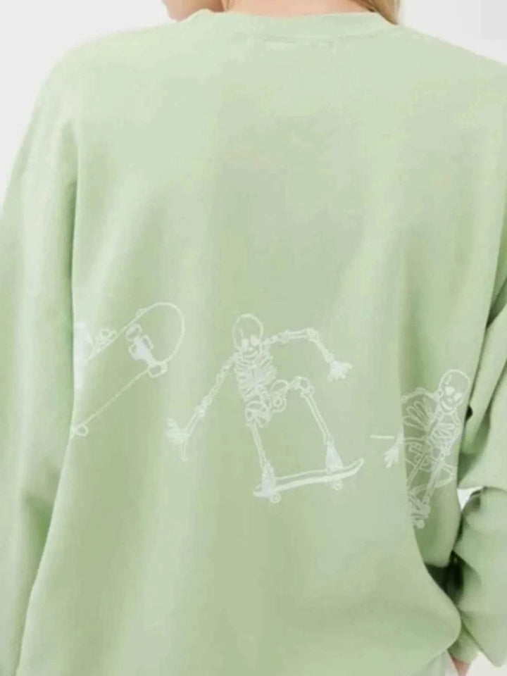 Skeleton Graphic Oversized Sweatshirt - GiFTiFY