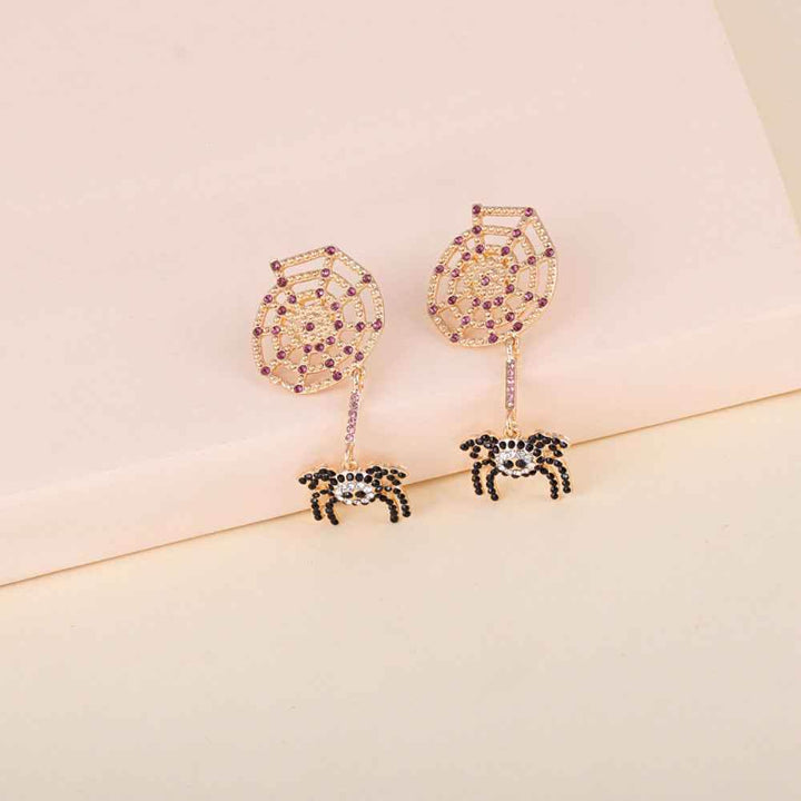 Spider Rhinestone Alloy Earrings - GiFTiFY