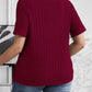 Plus Size V-Neck Short Sleeve Ribbed T-Shirt
