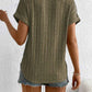 Plus Size Ribbed Texture Short Sleeve T-Shirt