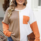 Plus Size Color Block Dropped Shoulder Blouse - GiFTiFY