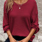 Plus Size Relaxed Fit Waffle Knit Round Neck T-Shirt