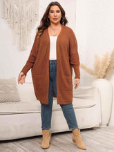 Plus Size Open Front Cardigan With Pockets - GiFTiFY