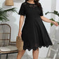 Plus Size Round Neck Openwork Dress - GiFTiFY