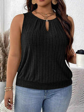 Plus Size Ribbed Knit Keyhole Tank Top women Attire by Trendsi