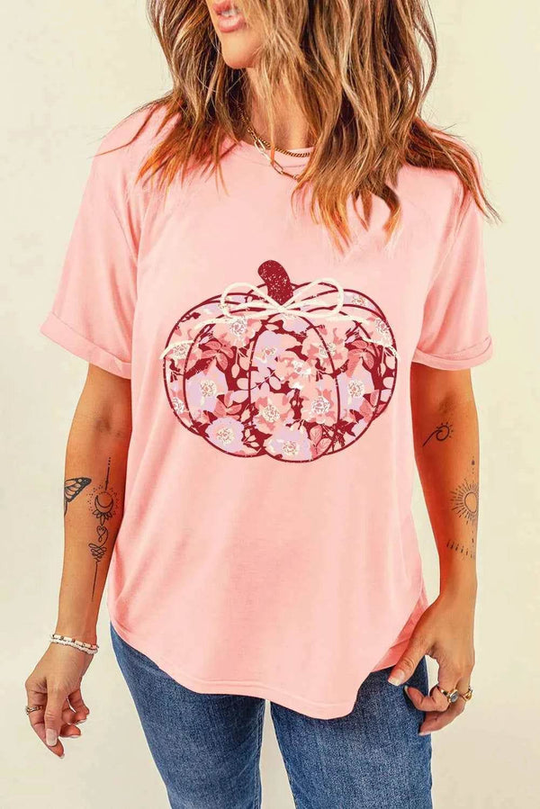 Pumpkin Graphic Round Neck Long Sleeve T-Shirt - GiFTiFY