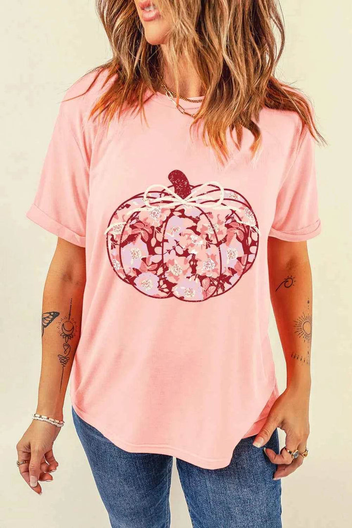 Pumpkin Graphic Round Neck Long Sleeve T-Shirt - GiFTiFY
