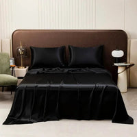 Purple Satin Flat Bed Sheet Set