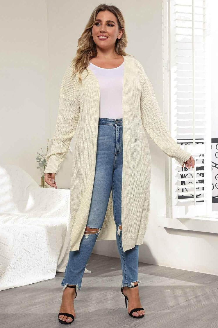 Plus Size Open Front Long Sleeve Cardigan - GiFTiFY