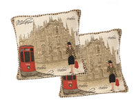 DaDa Bedding Set of 2-Pieces Postcard Milan Tapestry Throw Pillow Covers w/ Pillow Inserts