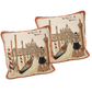 DaDa Bedding Set of 2-Pieces Postcard of Venice Tapestry Throw Pillow Covers w/ Inserts - 18" x 18"