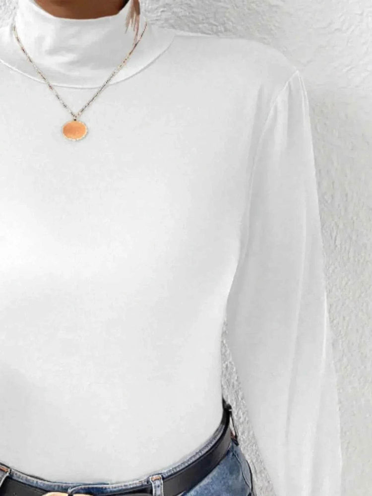 Plus Size Long Sleeve Fitted Turtleneck T-Shirt - GiFTiFY