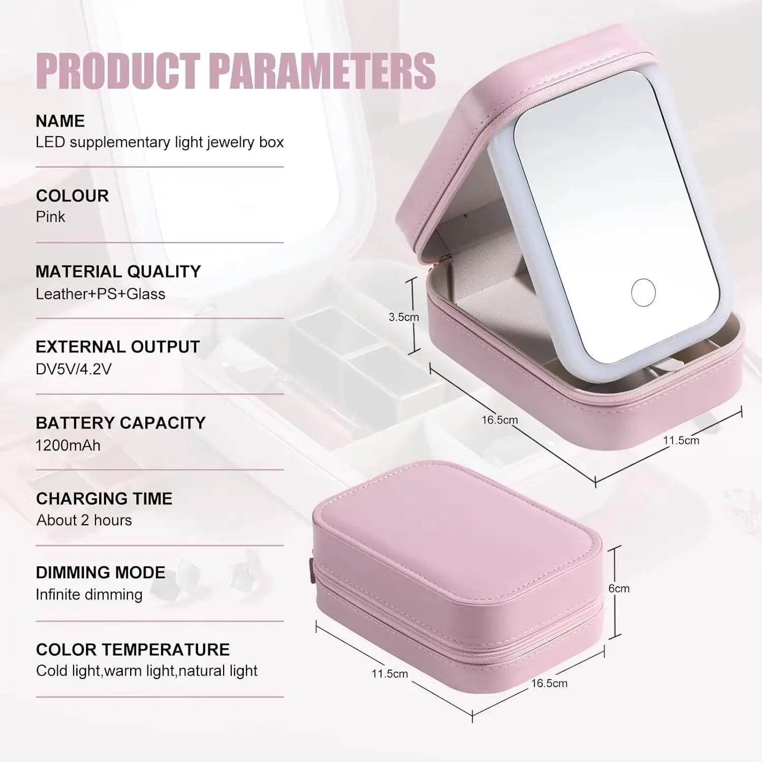 Portable LED Mirror Travel Makeup Box