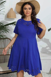 Plus Size Round Neck Openwork Dress - GiFTiFY