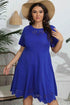 Plus Size Round Neck Openwork Dress - GiFTiFY