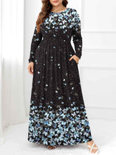 Plus Size Round Neck Maxi Dress with Pockets - GiFTiFY