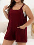 Plus Size Knotted Strap Romper with Pockets - GiFTiFY
