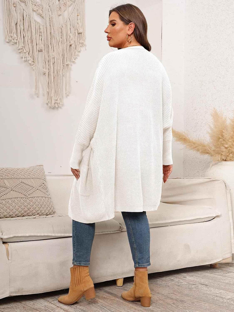 Plus Size Open Front Cardigan With Pockets - GiFTiFY